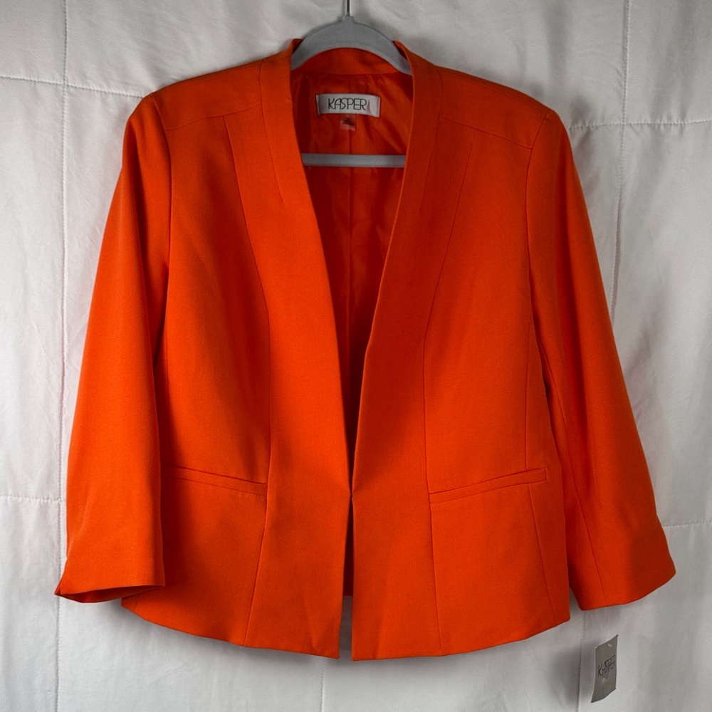 Kasper Orange Open Front‎ Blazer Jacket NWT Size 8 Career Office
